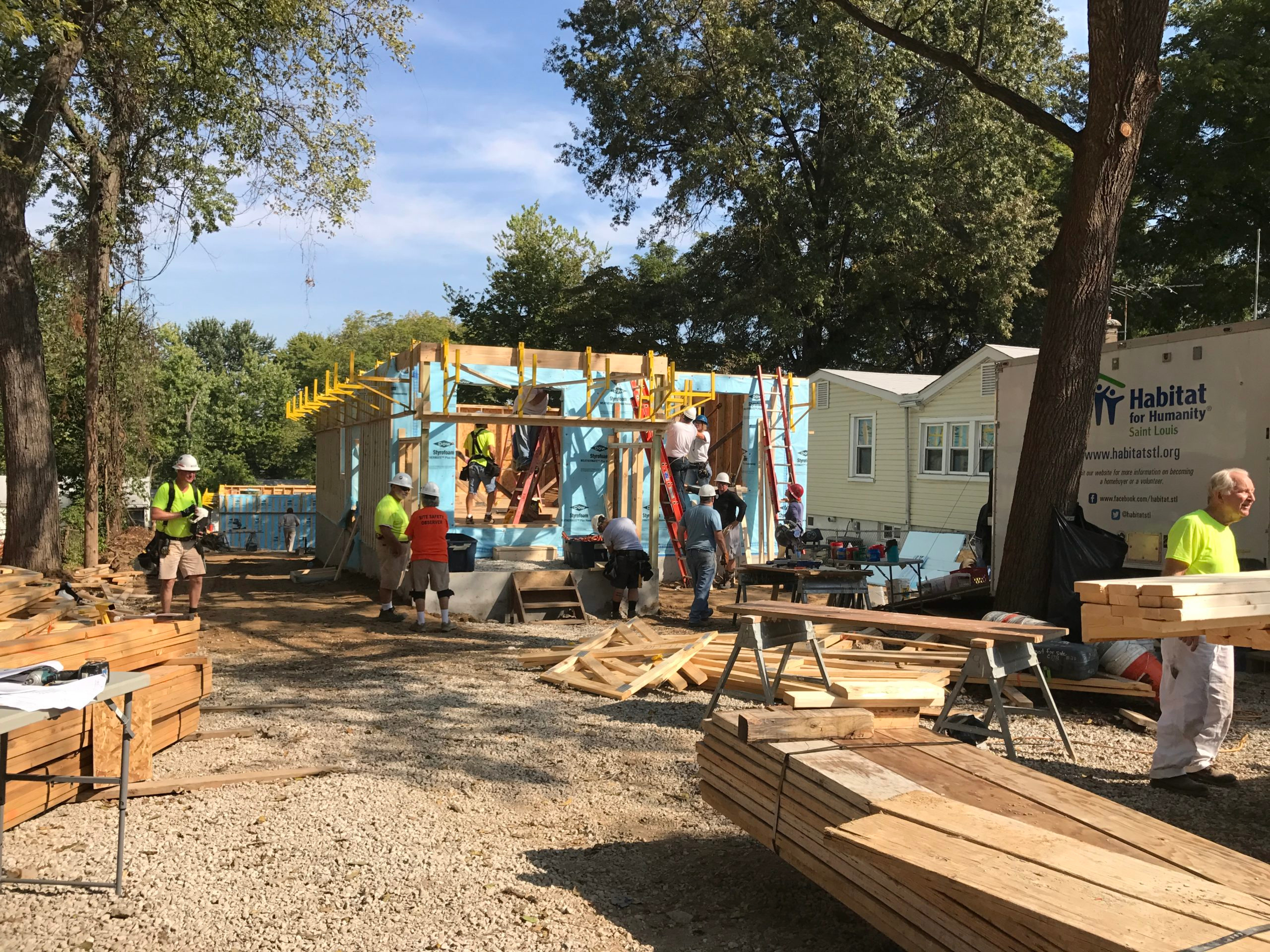 Habitat Humanity build site with NewGround team members working