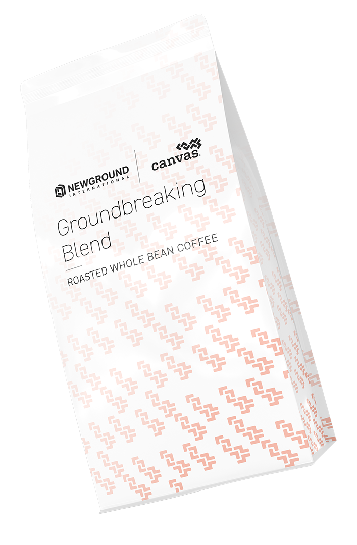 bag of ground breaking blend roasted whole bean coffee