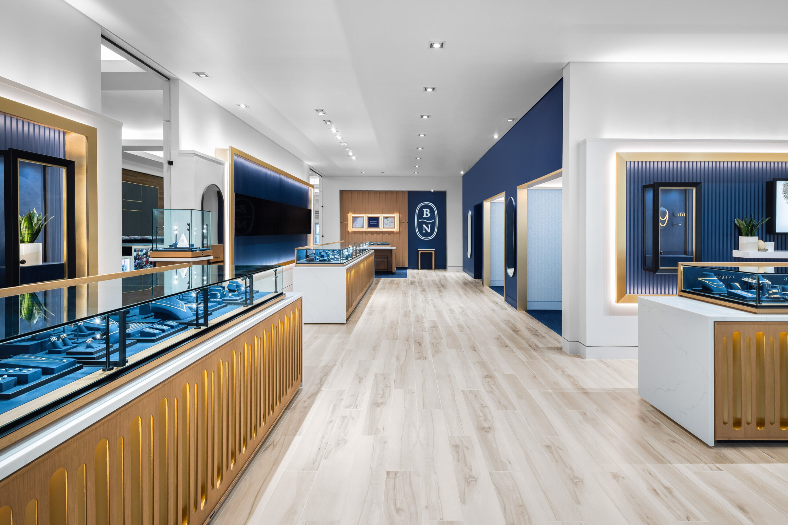 Blue Nile showroom with blue features